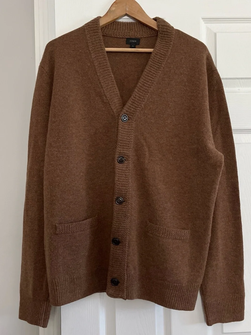 J. Crew Men's Brown Button Front Lambs Wool Cardigan